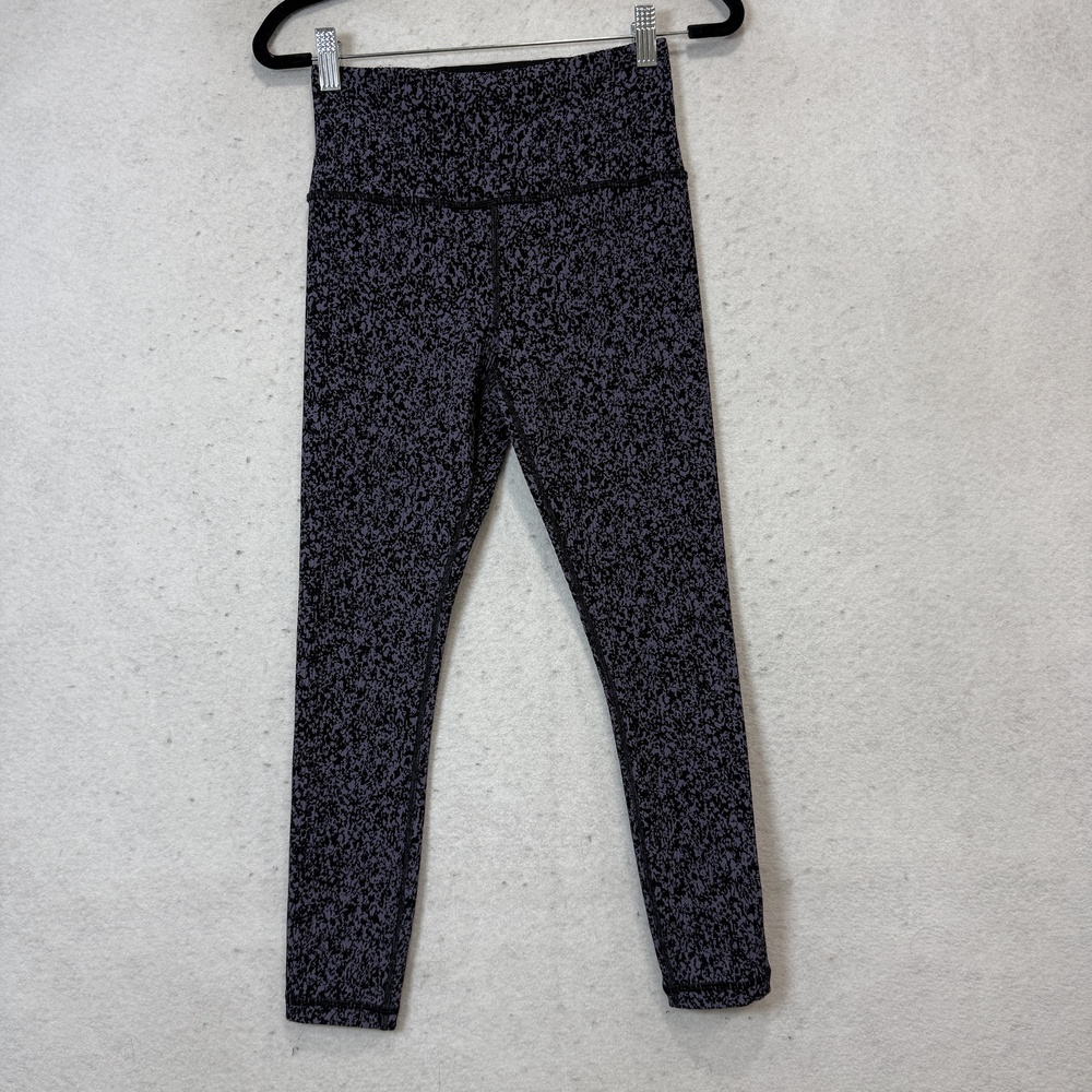 Athleta Leggings Womens S Purple Spotted Elation Rib Tight Ankle Yoga Athletic